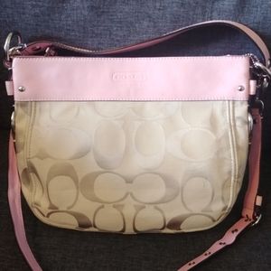 Coach signature purse w/pink trim